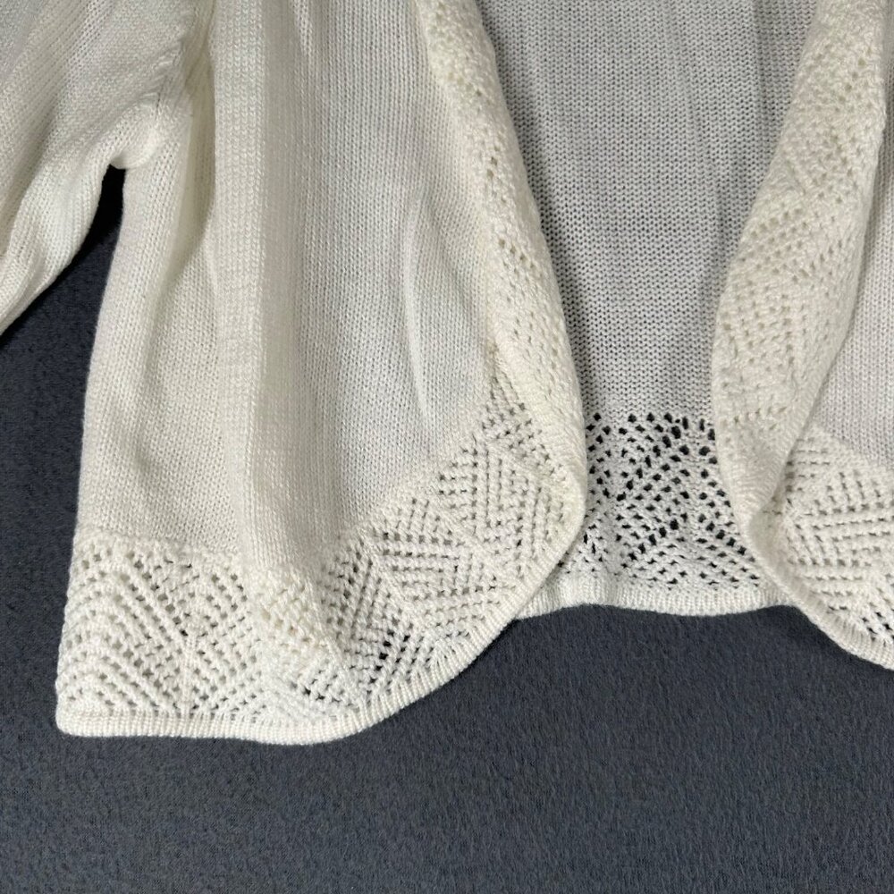 Vtg Blair Womens Medium Cream Scalloped Crochet Shrug Sweater Cardigan‎ - Picture 5 of 8